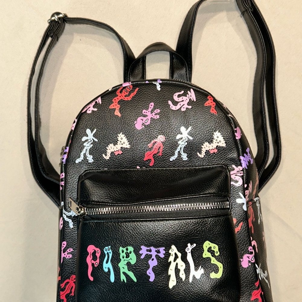 Stylish Black Backpack with Colorful Patterns